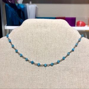 light blue cat’s eye bead choker necklace